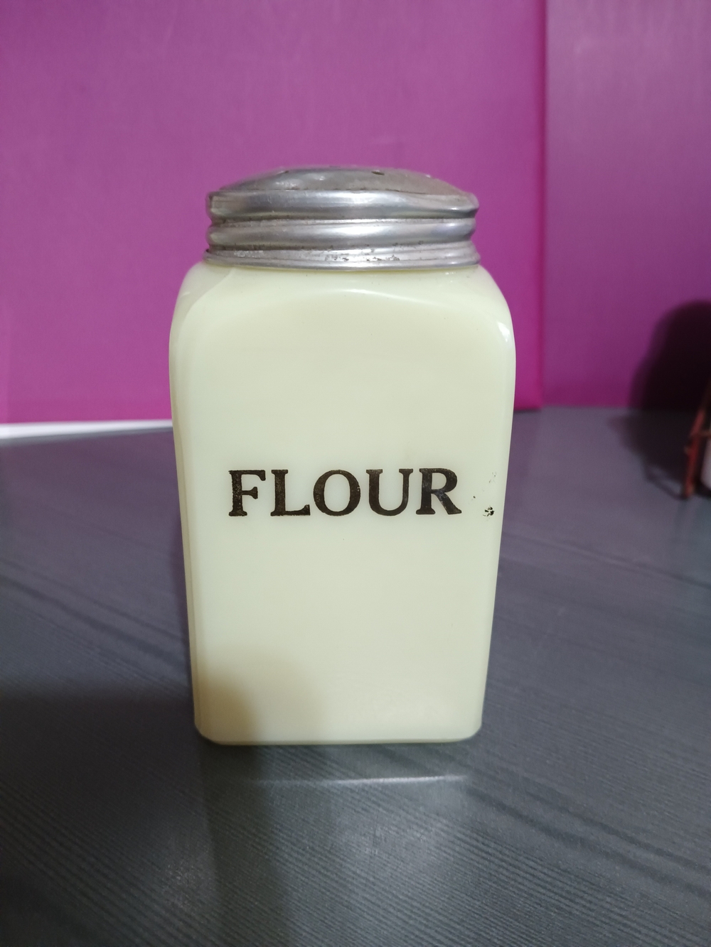 Cream Flour Storage Canister with Metal Lid